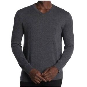Theory Riland Harman V-Neck Cashmere Blend Sweater Charcoal Gray Size XL Men’s
